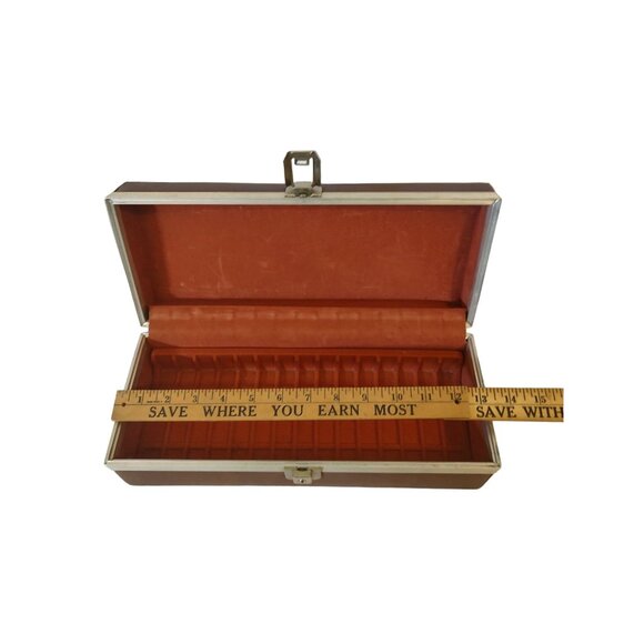 Vintage Audio Cassette Brown Metal & Leather With Handle 13" - Picture 4 of 10